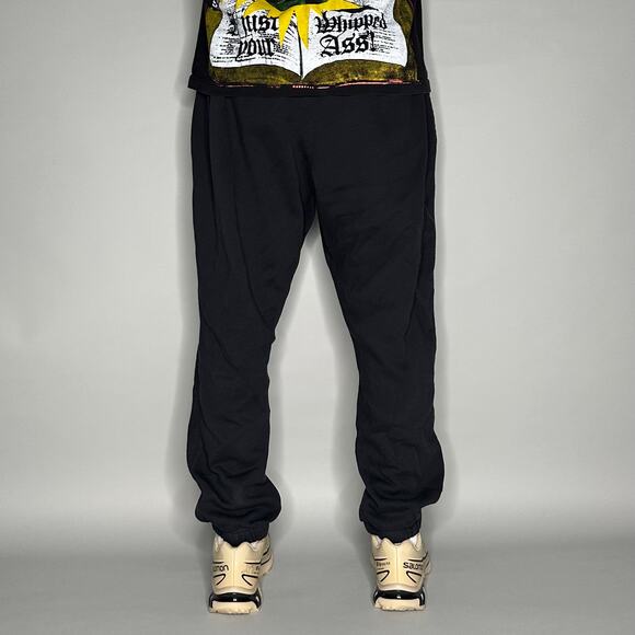 Vintage Y2K Nike Sweatpants Mens 2XL Black White Swoosh Cotton Joggers - Picture 3 of 4